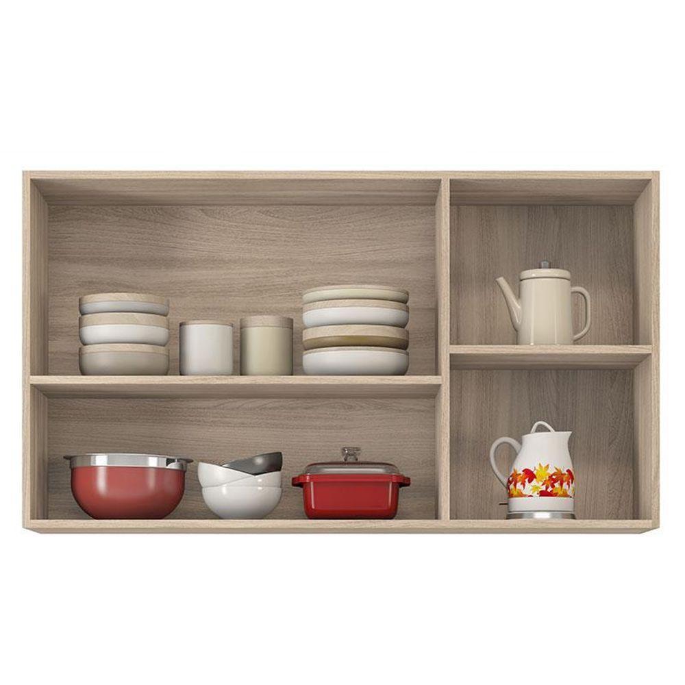 Armário Aéreo Para Cozinha Firenze 3 Portas Avena Grafito - Demóbile - 4