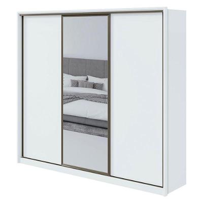 Guarda Roupa Casal Spazio 270 Branco Brilho Com Espelho - Lopas