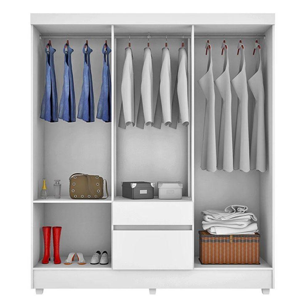 Cômoda Montevidéu E Guarda Roupa Casal Flash 2 Branco Flex - Demóbile - 6
