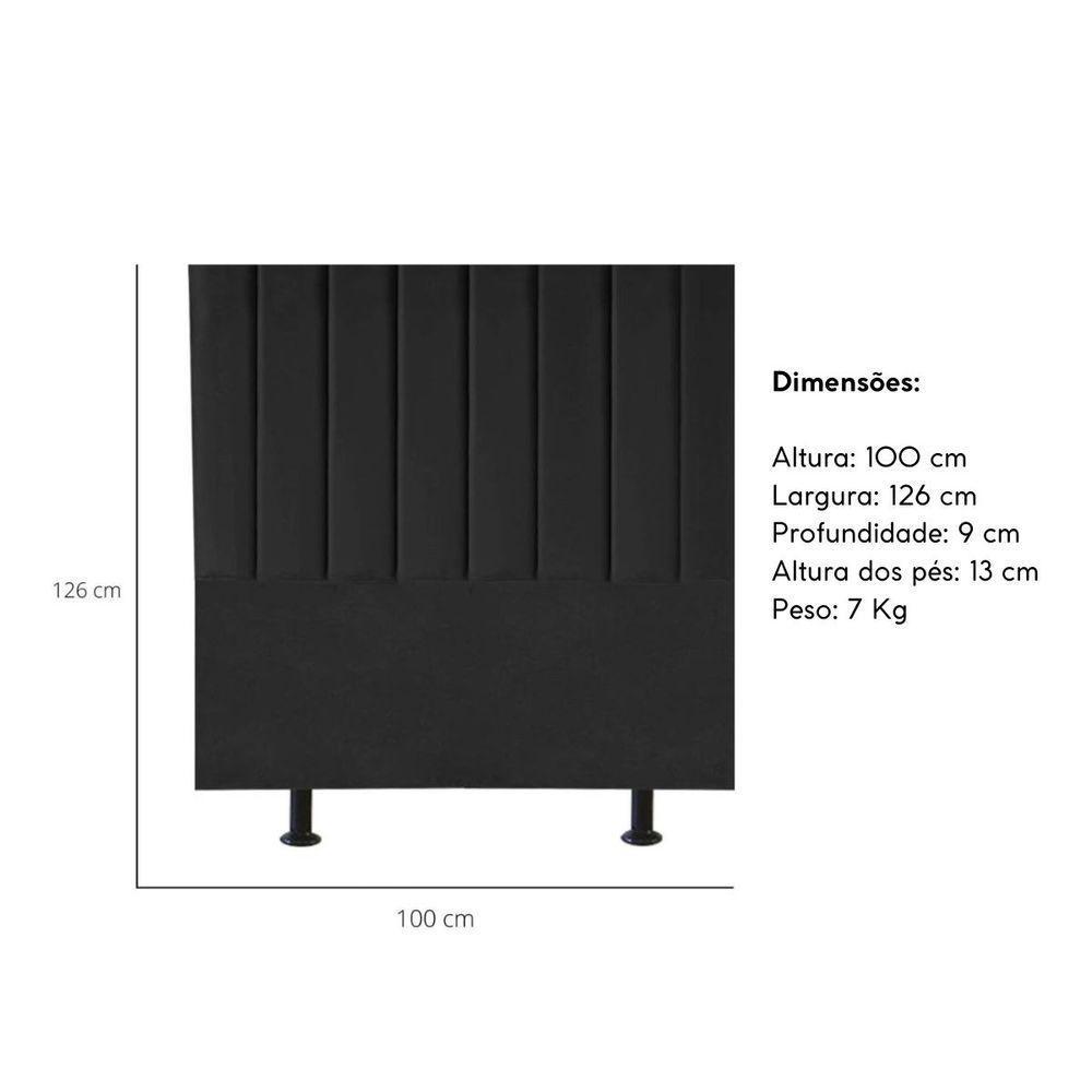 Cabeceira Estofada Cama Box Solteiro 100 Cm Maisa Linho preto - 4