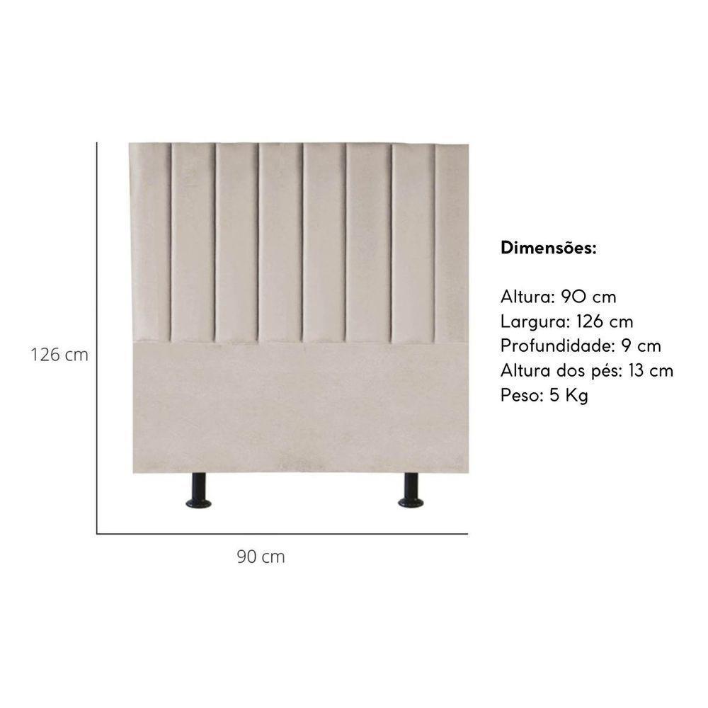 Cabeceira Estofada Cama Box Solteiro 90 Cm Paolla Linho bege - 5