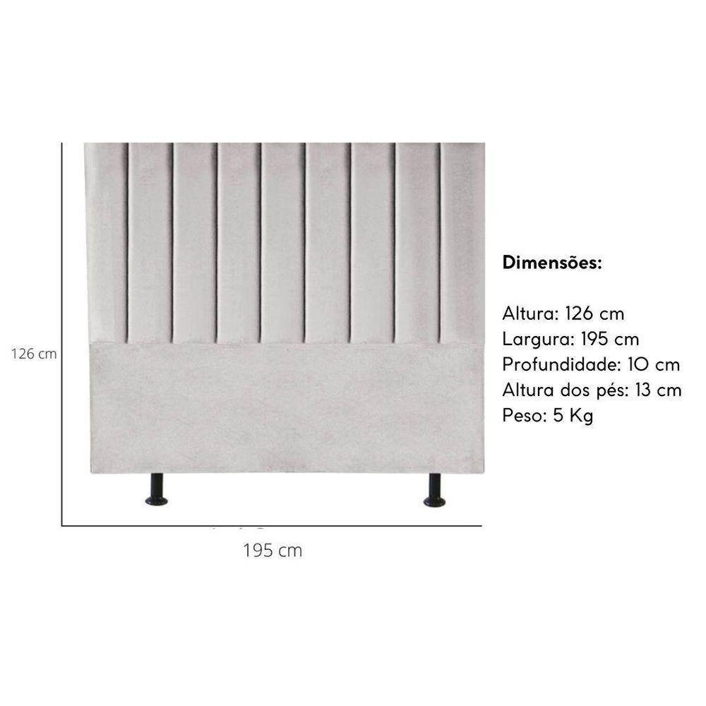 Cabeceira Estofada Cama Box King 195 Cm Maisa Suede cinza Claro - 5