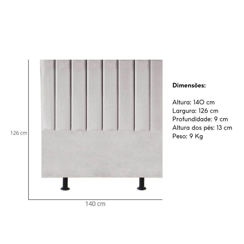 Cabeceira Estofada De Cama Casal Box 140 Cm Maisa Linho cinza Claro - 5