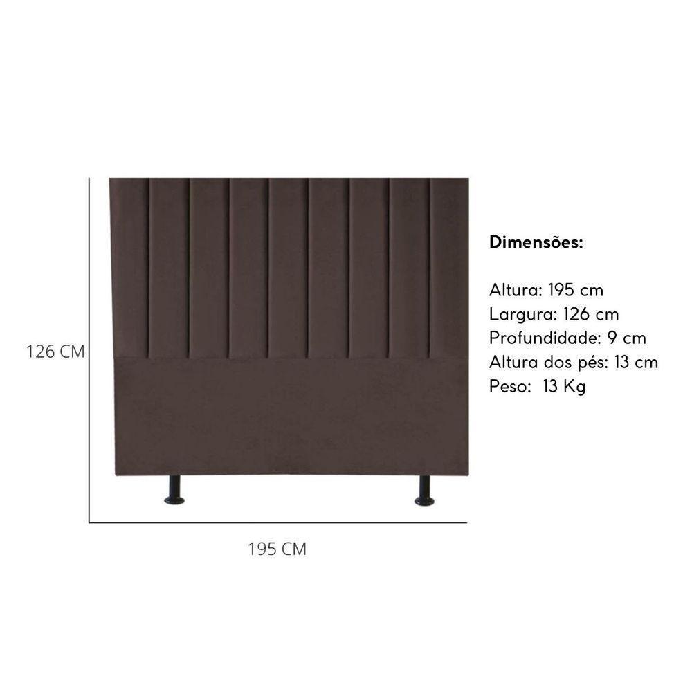 Cabeceira Estofada Cama Box King 195 Cm Taís Veludo marrom - 4