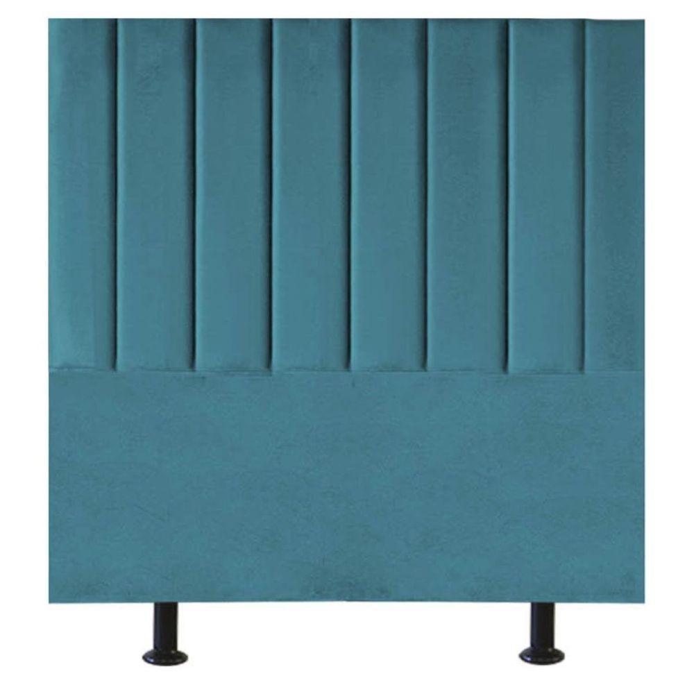 Cabeceira Estofada Cama Box Casal 140 Cm Maisa Suede azul Turquesa - 1