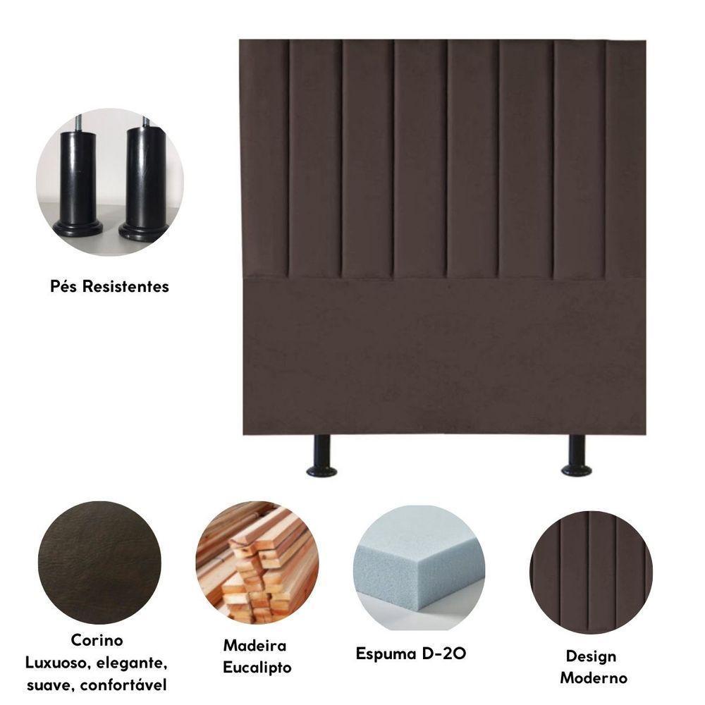 Cabeceira Estofada Cama Box Solteiro 100 Cm Maisa Corino marrom - 3