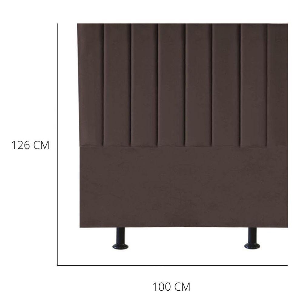 Cabeceira Estofada Cama Box Solteiro 100 Cm Maisa Corino marrom - 4
