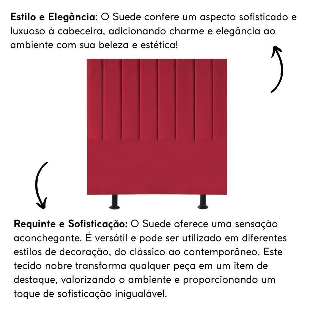 Cabeceira De Cama Solteiro Box 100 Cm Maisa Suede vermelho - 2