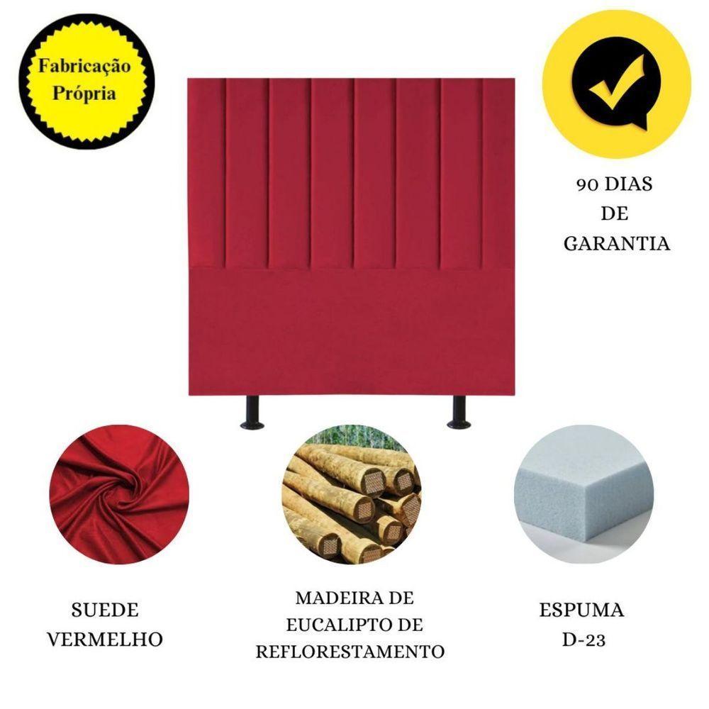 Cabeceira De Cama Solteiro Box 100 Cm Maisa Suede vermelho - 3