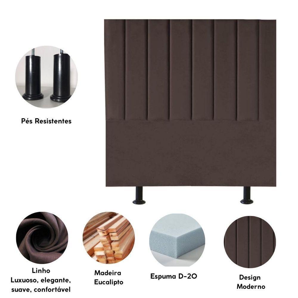 Cabeceira Estofada De Cama Casal Box 140 Cm Taís Linho marrom - 3