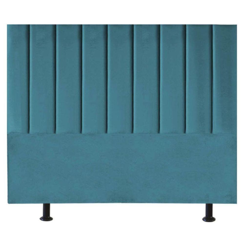 Cabeceira Estofada Cama Box King 195 Cm Maisa Suede azul Turquesa - 1