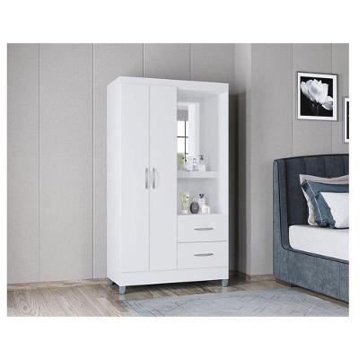 Guarda Roupa Solteiro Cordoba 2 Portas de Bater 2 Gavetas Branco Brilho MDP