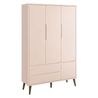 Guarda Roupa Infantil Theo 3 Portas Rosa Com Pés Amadeirados - Reller - 1
