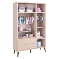 Guarda Roupa Infantil Theo 3 Portas Rosa Com Pés Amadeirados - Reller - 2