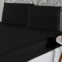 Jogo De Lençol Queen Malha 100% Algodão 3 Peças Cor Preto - 1