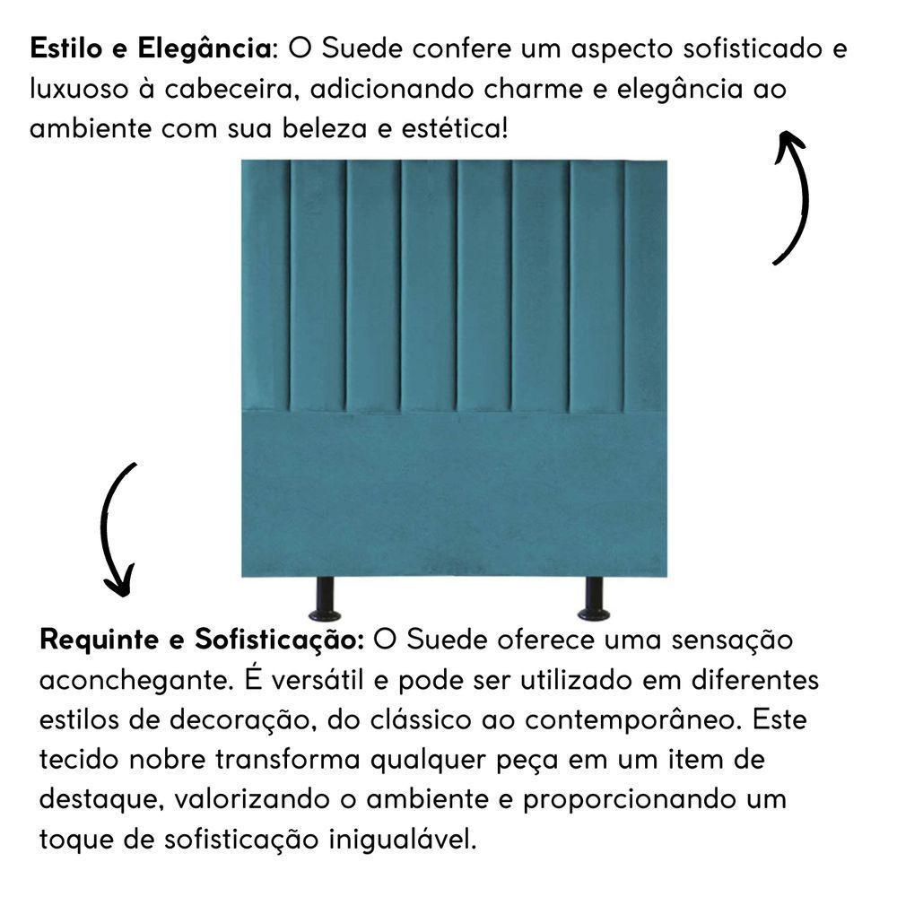 Cabeceira De Cama Solteiro Box 100 Cm Maisa Suede azul Turquesa - 2