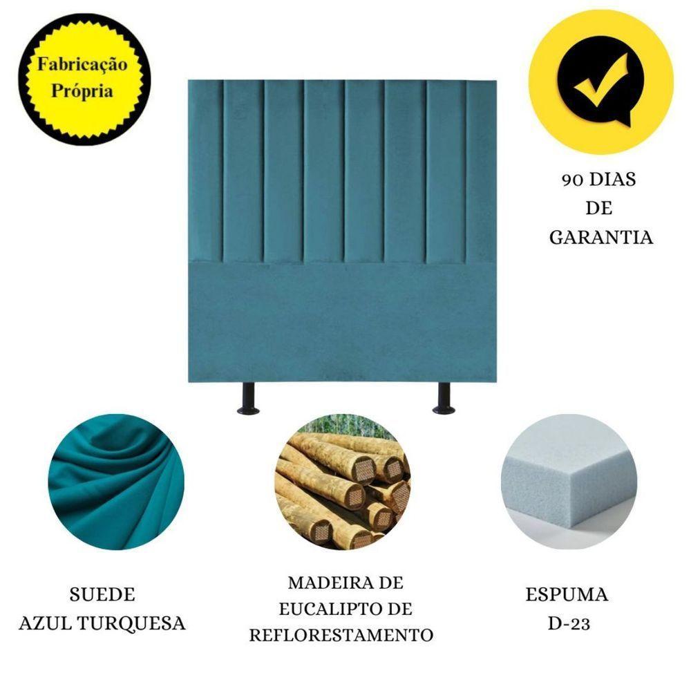 Cabeceira De Cama Solteiro Box 100 Cm Maisa Suede azul Turquesa - 5
