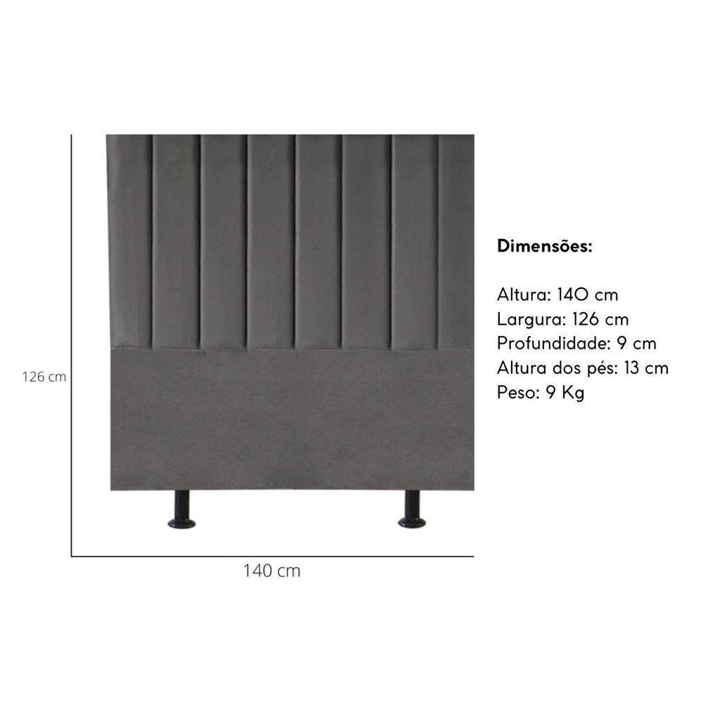 Cabeceira Estofada De Cama Casal Box 140 Cm Maisa Linho cinza - 4
