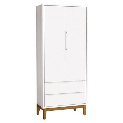 Guarda Roupa Infantil New Classic 2 Portas 2 Gavetas Branco Com Pés Madeira