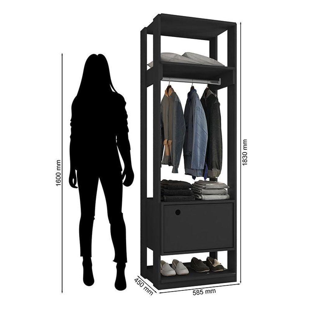 Guarda Roupa Modulado Ambiente Titan Com Porta Preto - Móveis Leão - 3