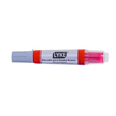Kit Pincel Marcador Quadro Branco Recarregável + Refil Lyke Vermelho