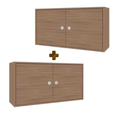 Kit 2 Armários Aéreos Para Quarto 2 Portas Montana Sun Art In Móveis