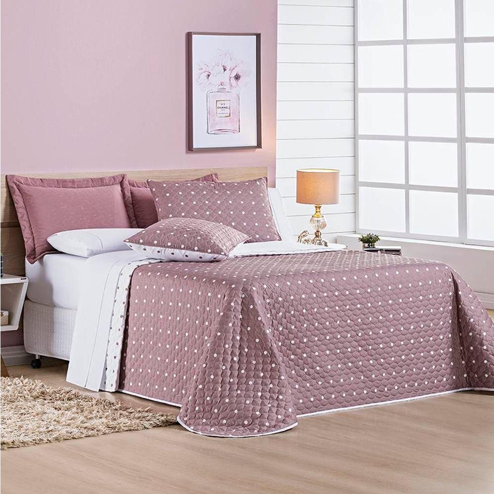 Cobre Leito Queen Petit Poa Micropercal 200 Fios Dupla Face 3 Peças - Rose - 2