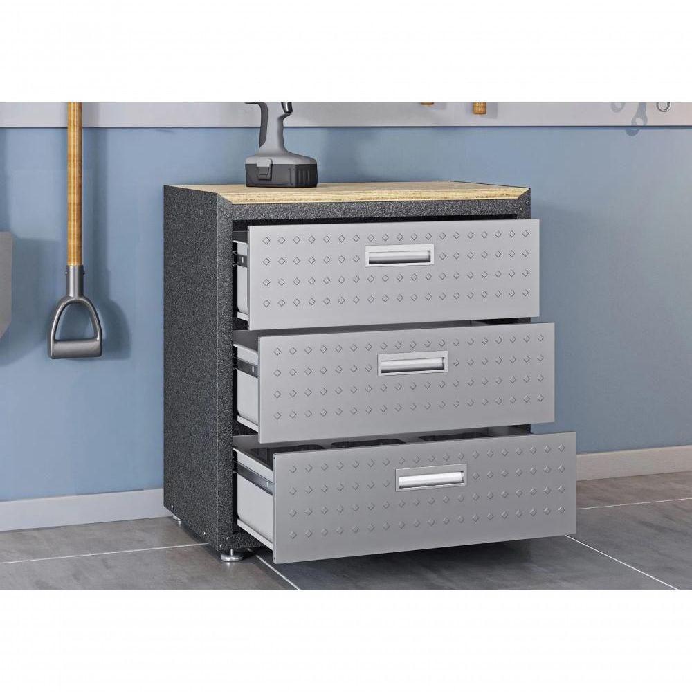 Balcão Multiúso Titanium Itatiaia 3 Gavetas Preto com Cinza - 2