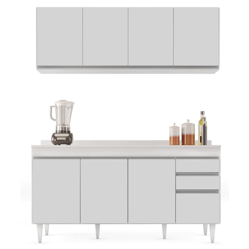 Armário Aéreo Nevada E Balcão Para Pia Com Tampo 160cm Arkansas Branco - Lumil - 4