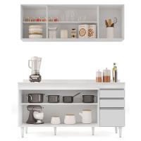 Armário Aéreo Nevada E Balcão Para Pia Com Tampo 160cm Arkansas Branco - Lumil - 7