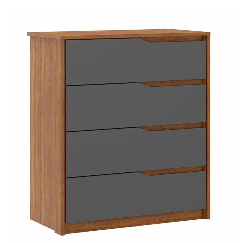 Guarda Roupa Casal Attore E Cômoda Atria Amêndola Grafito - Demartêz - 3