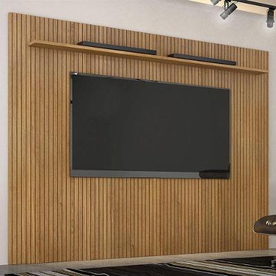 Painel Para Tv Suspenso Frisado Ambiente Curitiba 2240 Cinamomo Off White - Valdemóveis