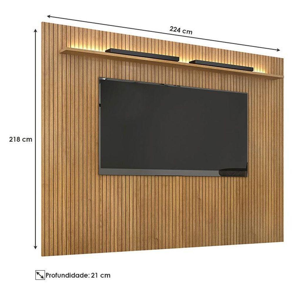Painel Para Tv Suspenso Frisado Ambiente Curitiba 2240 Cinamomo Off White Com Led - Valdemóveis - 2