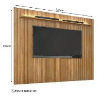 Painel Para Tv Suspenso Frisado Ambiente Curitiba 2240 Cinamomo Off White Com Led - Valdemóveis - 2