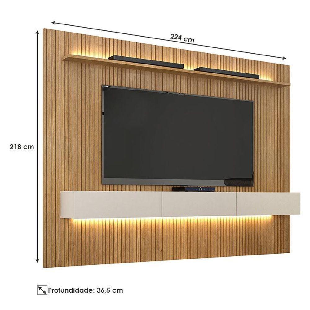 Home Suspenso Frisado Curitiba 2240 Com Nicho E Led Cinamomo Off White - Valdemóveis - 3