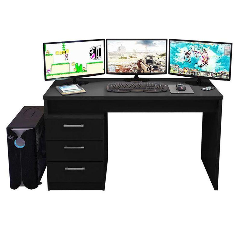 Mesa Para Computador Gamer Drx 5000 E Livreiro Office Preto Trama - Móveis Leão - 4