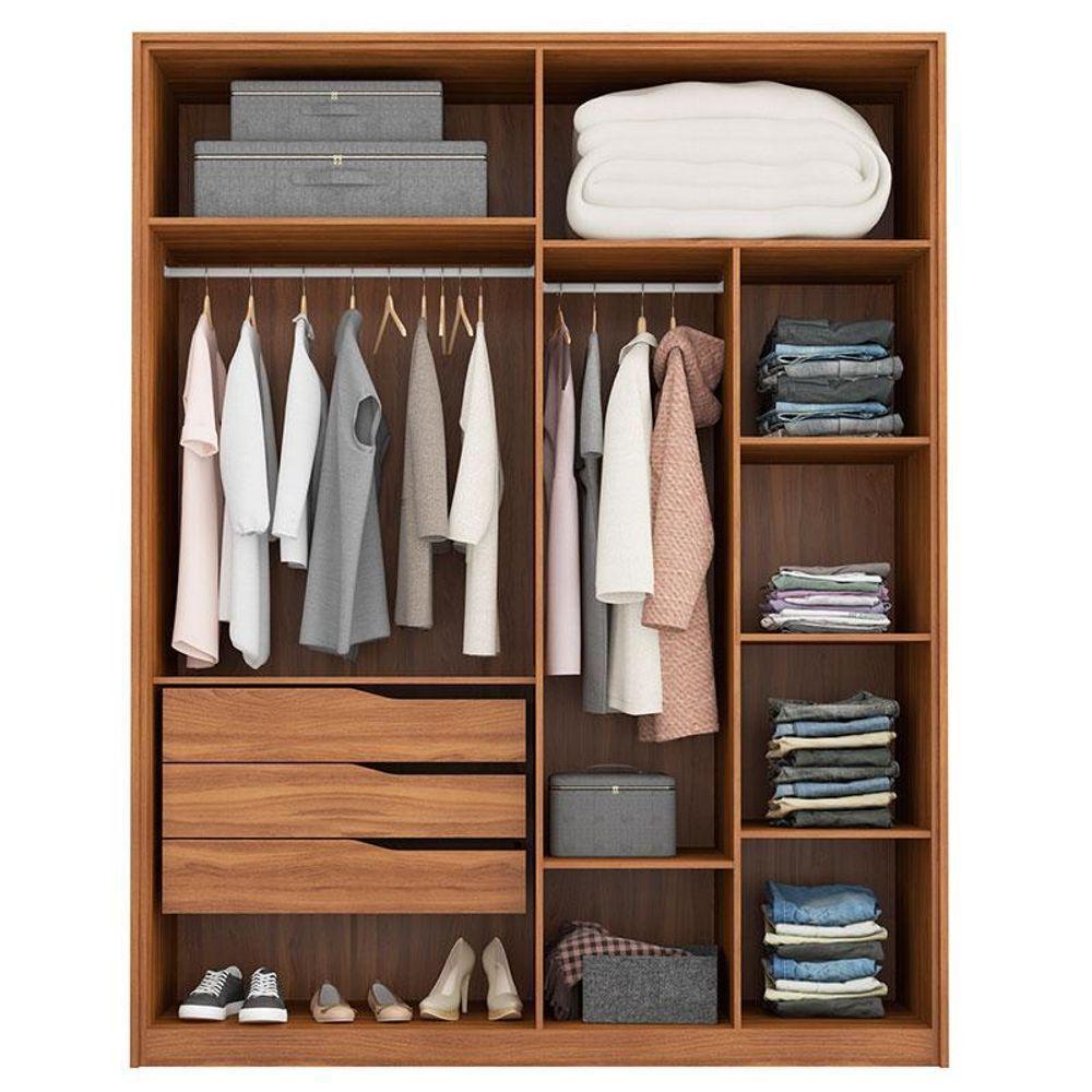 Guarda Roupa Casal Attore 4 Portas Amêndola Grafito - Demartêz - 4