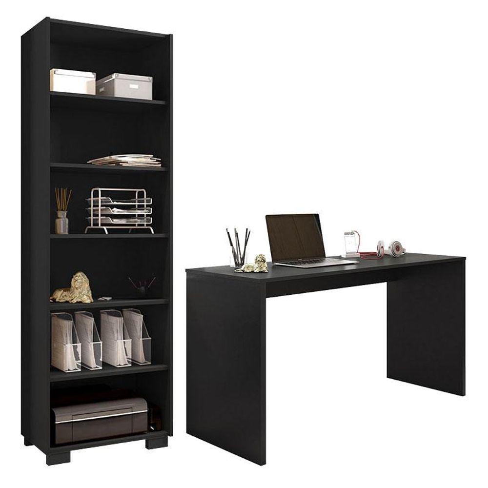 Mesa Para Computador Gávea E Livreiro Office Preto Trama - Móveis Leão - 1