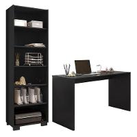 Mesa Para Computador Gávea E Livreiro Office Preto Trama - Móveis Leão - 1