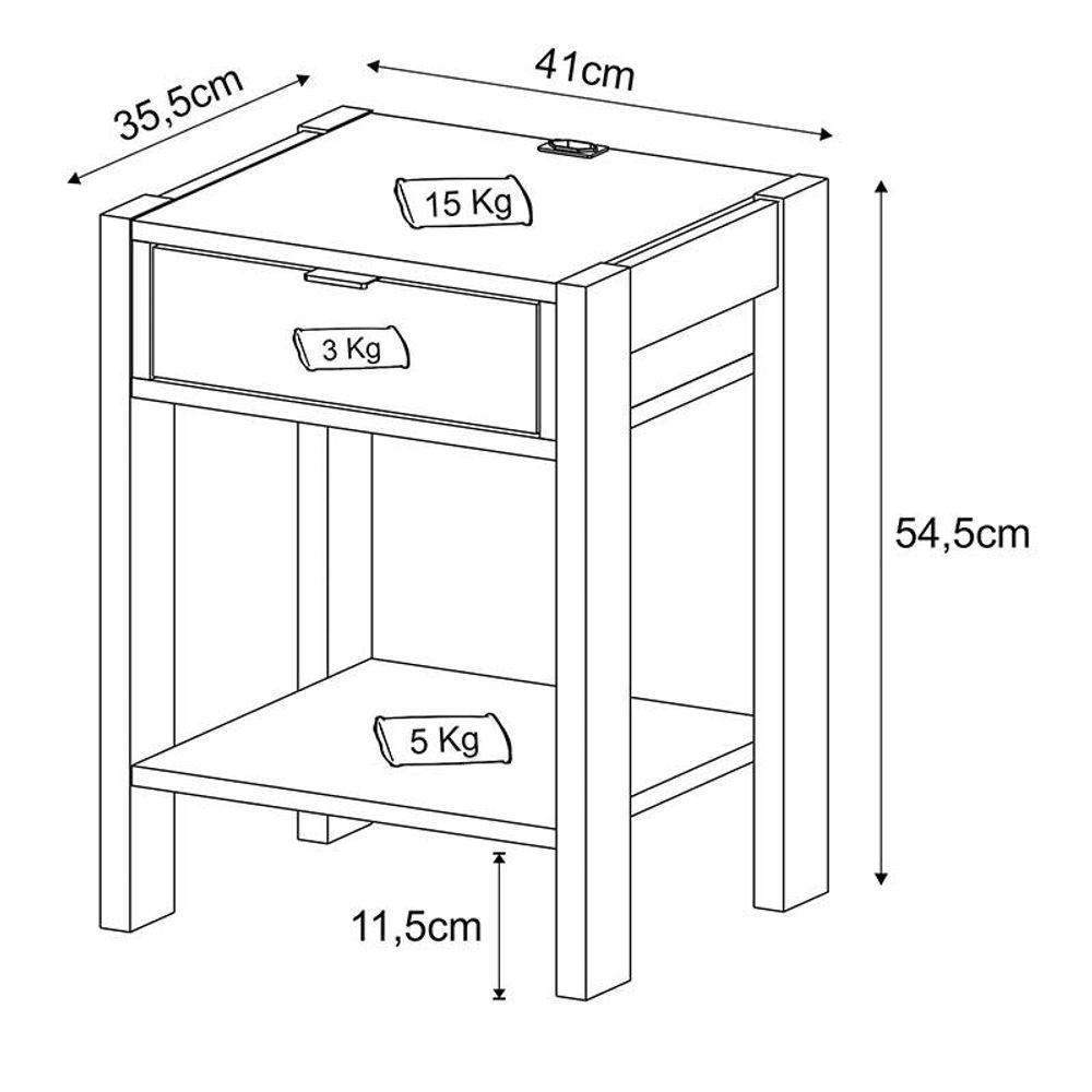 Mesa De Cabeceira Ambiente Az1016 Branco - Tecnomobili - 4