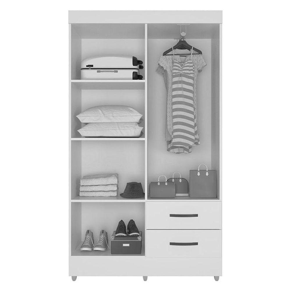 Guarda Roupa Solteiro 4 Portas E Cômoda 4 Gavetas E 1 Porta Lite Nature Off White - Móveis Leão - 5