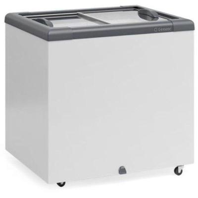Freezer Plano Vidro Reto Deslizante Com Led Ghd200l Gelopar Expositor 210 Litros Cinza 220v