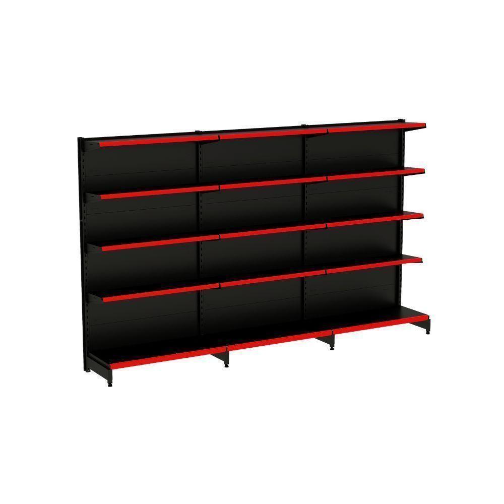 Kit 3 Módulos De Gôndolas Parede 2,02 Fit40 Amapá Expositor Preto - 1