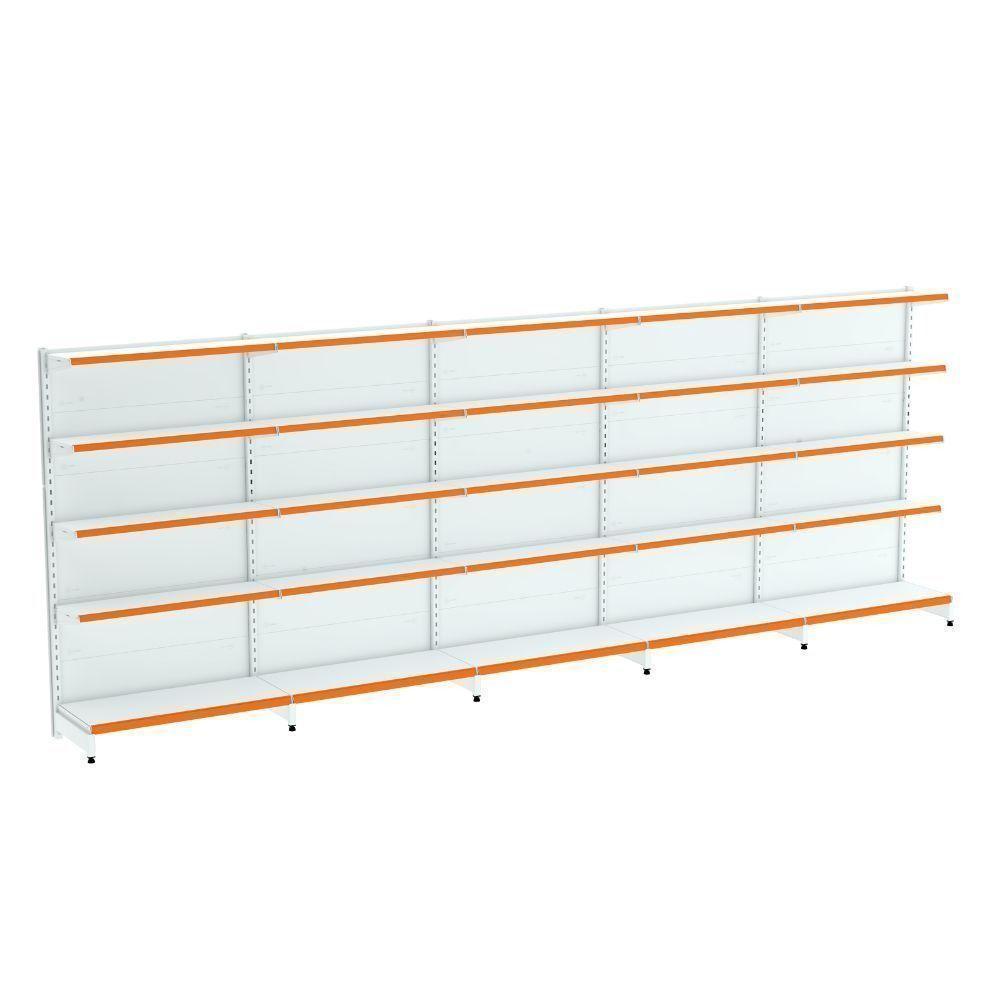 Kit 5 Módulos De Gôndolas Parede 2,02 Fit40 Amapá Expositor Branco - 1
