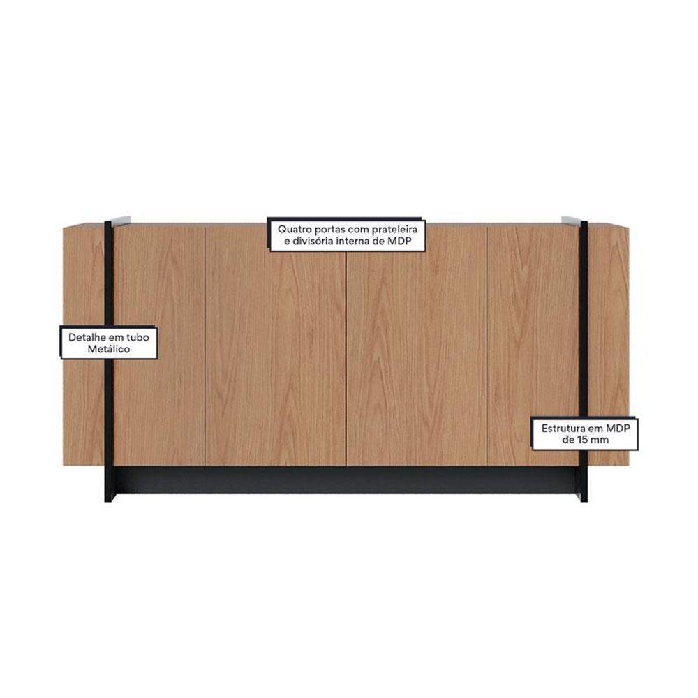 Aparador Para Sala Buffet Copacabana Freijó Preto Acetinado- Colibri - 5