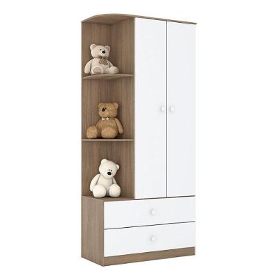 Guarda Roupa Infantil Amarelinha 2 Portas 2 Gavetas Rústico Branco