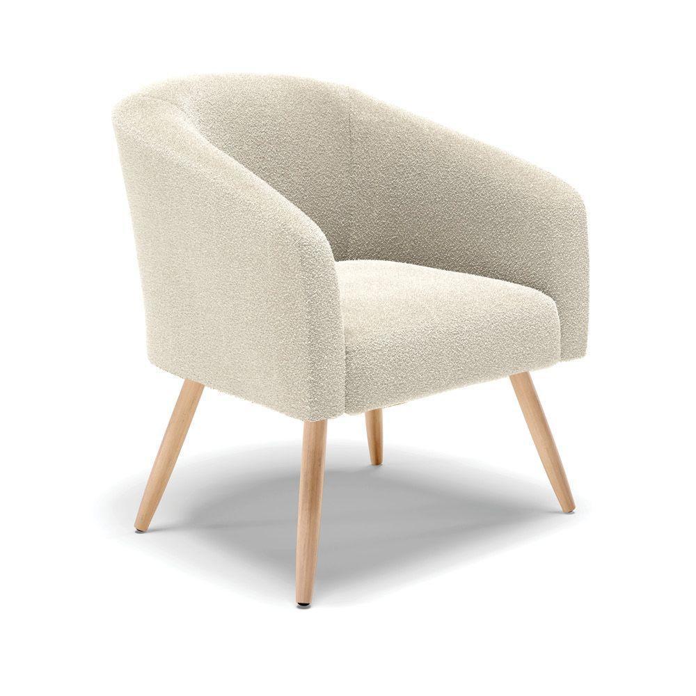 Sofá Namoradeira E Poltrona Pé Palito Natural Stella Bouclê D03 - D'rossi Cor Bege - 4