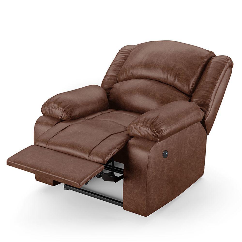 Poltrona Do Papai Reclinável Melim Controle Power Elétrico Usb Pu Brilho Fh1 - D'rossi Cor Marrom - 2