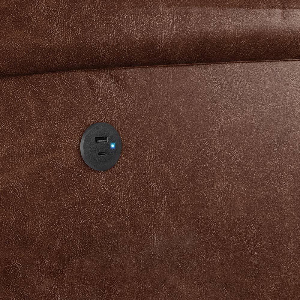 Poltrona Do Papai Reclinável Melim Controle Power Elétrico Usb Pu Brilho Fh1 - D'rossi Cor Marrom - 4