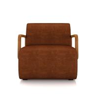 Poltrona Sala De Estar Braço De Madeira Kit 2 Hellen Sintético Pu Marrom K01 - D'rossi - 5